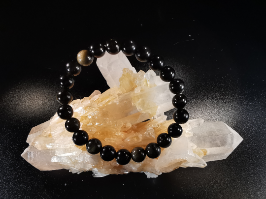 natural stone bracelet 8 mm: OBSIDIENNE DOREE