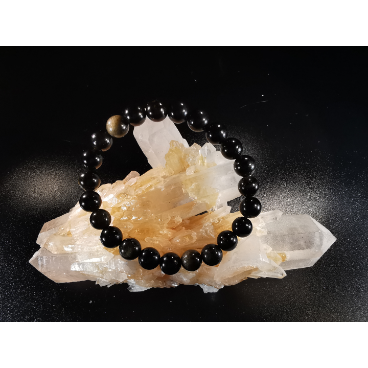 natural stone bracelet 8 mm: OBSIDIENNE DOREE