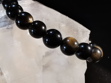 bracelet pierre naturelle 8 mm:  OBSIDIENNE DOREE