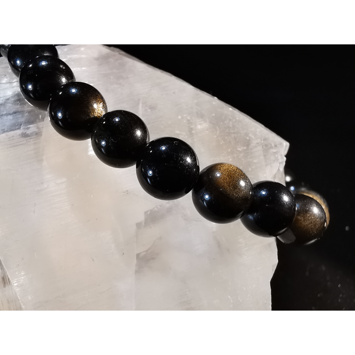natural stone bracelet 8 mm: OBSIDIENNE DOREE