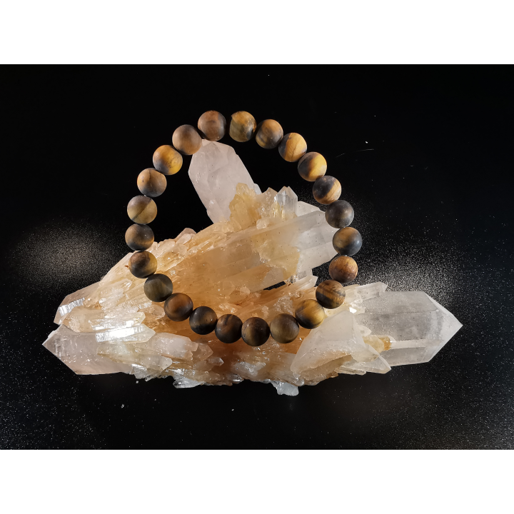 bracelet pierre naturelle 8 mm:  ŒIL DE TIGRE dépolie