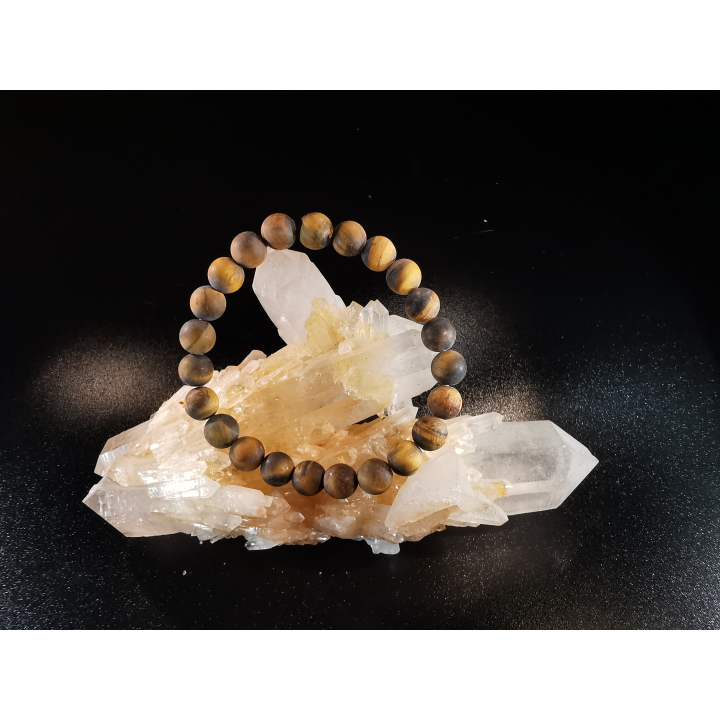 bracelet pierre naturelle 8 mm:  ŒIL DE TIGRE dépolie