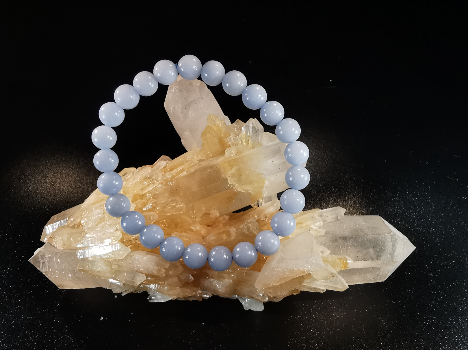 bracelet pierre naturelle 8 mm:  ANGELITE du PEROU