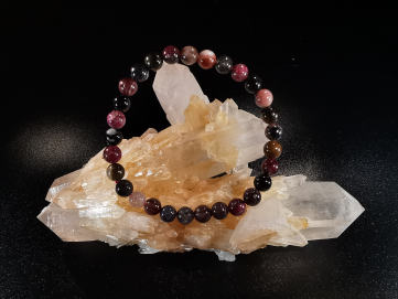 natural stone bracelet 6mm:  TOURMALINE MIXTE