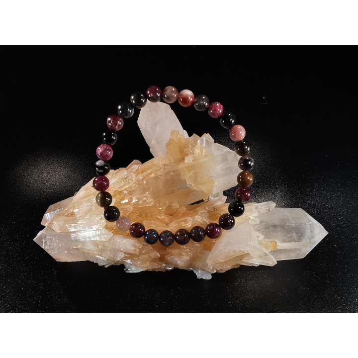 bracelet pierre naturelle 6 mm:  TOURMALINE MIXTE
