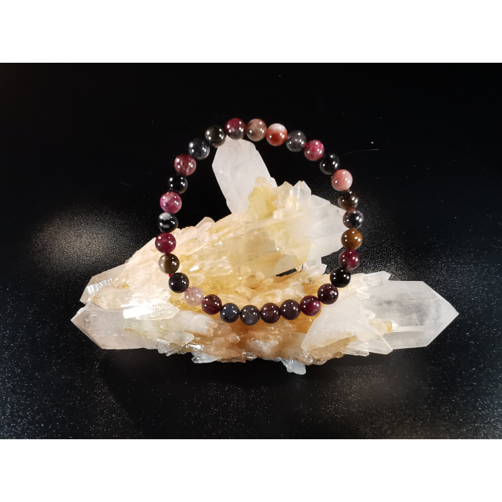 bracelet pierre naturelle 6 mm:  TOURMALINE MIXTE