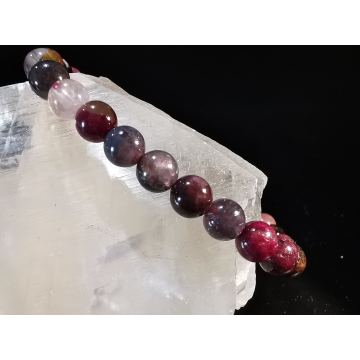 bracelet pierre naturelle 6 mm:  TOURMALINE MIXTE