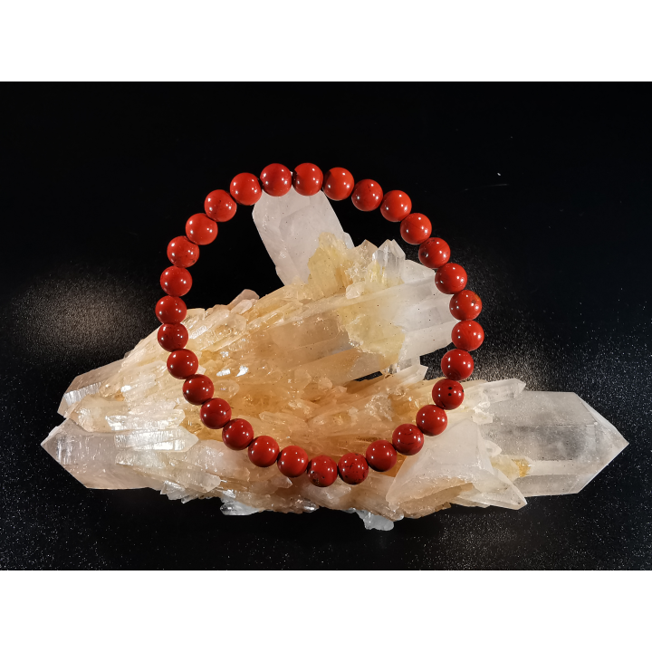 bracelet pierre naturelle 6 mm:  JASPE ROUGE