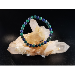 bracelet pierre naturelle 6 mm:  AZURITE MALACHITE