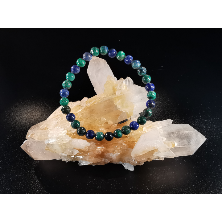 natural stone bracelet 6mm:  AZURITE MALACHITE