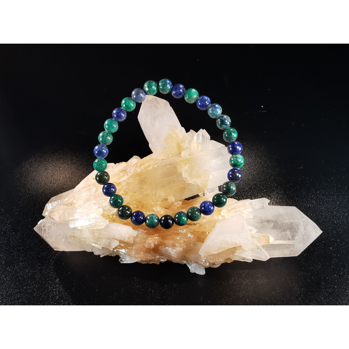 natural stone bracelet 6mm:  AZURITE MALACHITE