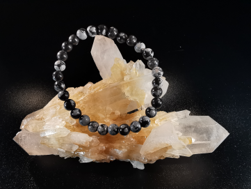 natural stone bracelet 6mm:  OBSIDIENNE FLOCON DE NEIGE