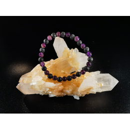 bracelet pierre naturelle 6 mm:  AMETHYSTE et LAVE