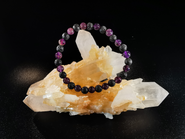 natural stone bracelet 6mm:  AMETHYSTE et LAVE