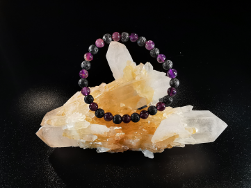 bracelet pierre naturelle 6 mm:  AMETHYSTE et LAVE