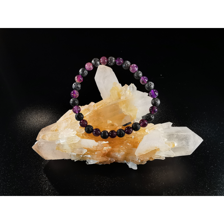 natural stone bracelet 6mm:  AMETHYSTE et LAVE