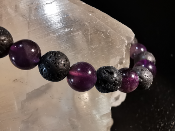 bracelet pierre naturelle 6 mm:  AMETHYSTE et LAVE