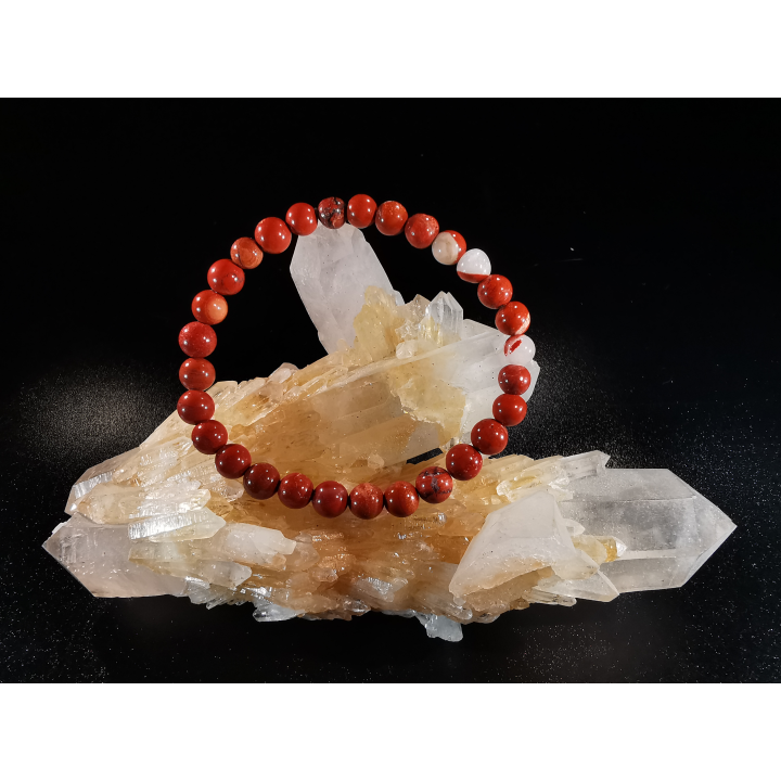 bracelet pierre naturelle 6 mm:  JASPE BRECHITE
