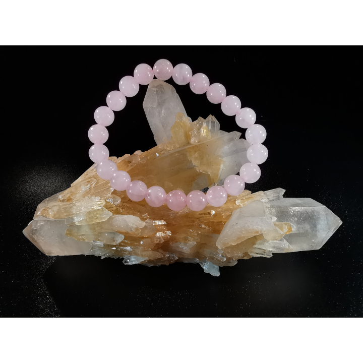 bracelet pierre naturelle 8 mm:  QUARTZ ROSE