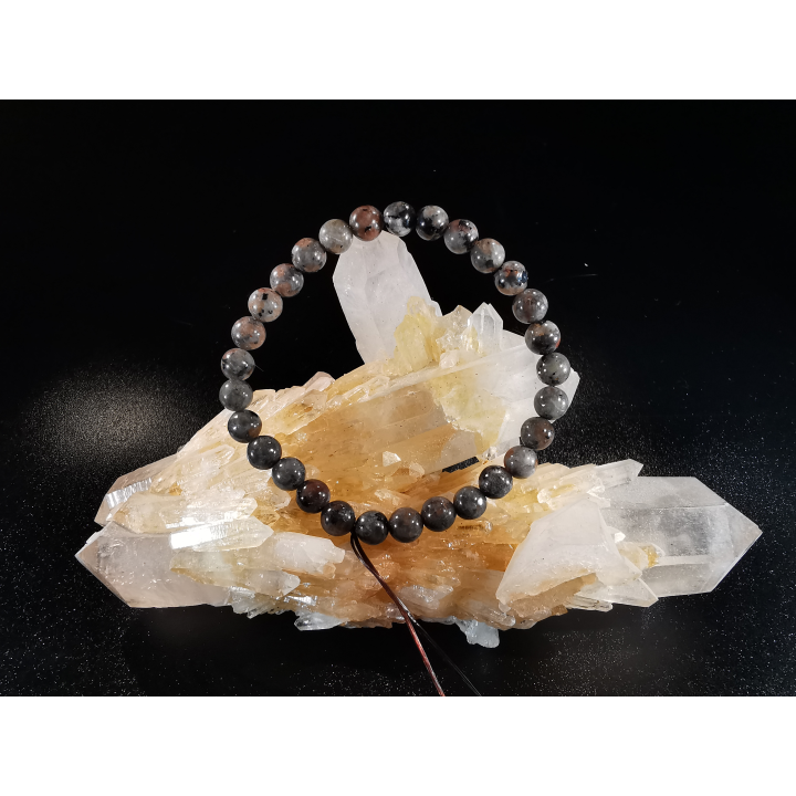 bracelet pierre naturelle 6 mm:  LARVIKITE de NORVEGE