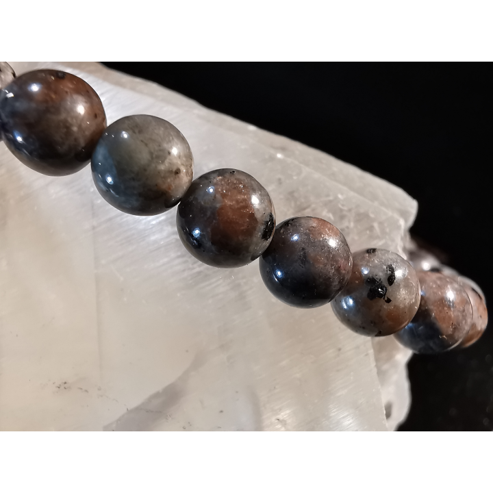 bracelet pierre naturelle 6 mm:  LARVIKITE de NORVEGE