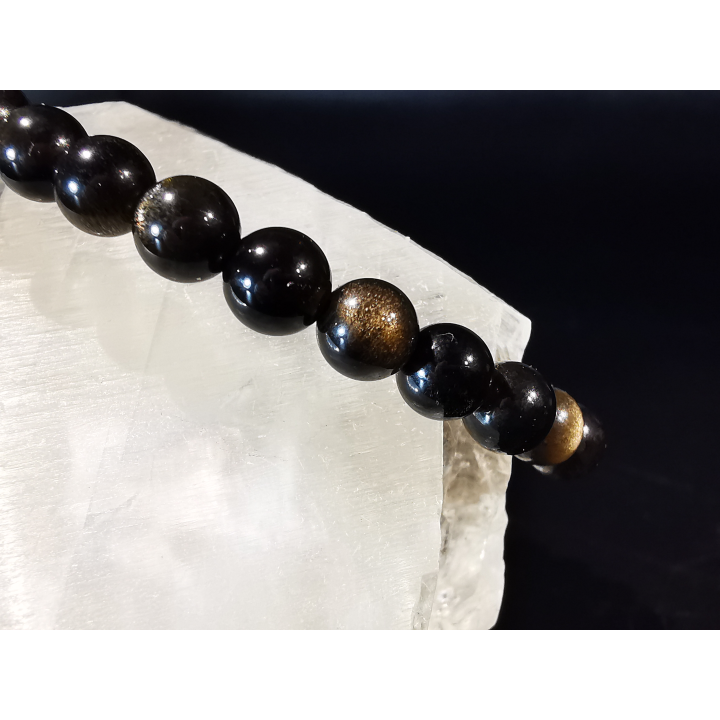 bracelet pierre naturelle 6 mm: OBSIDIENNE