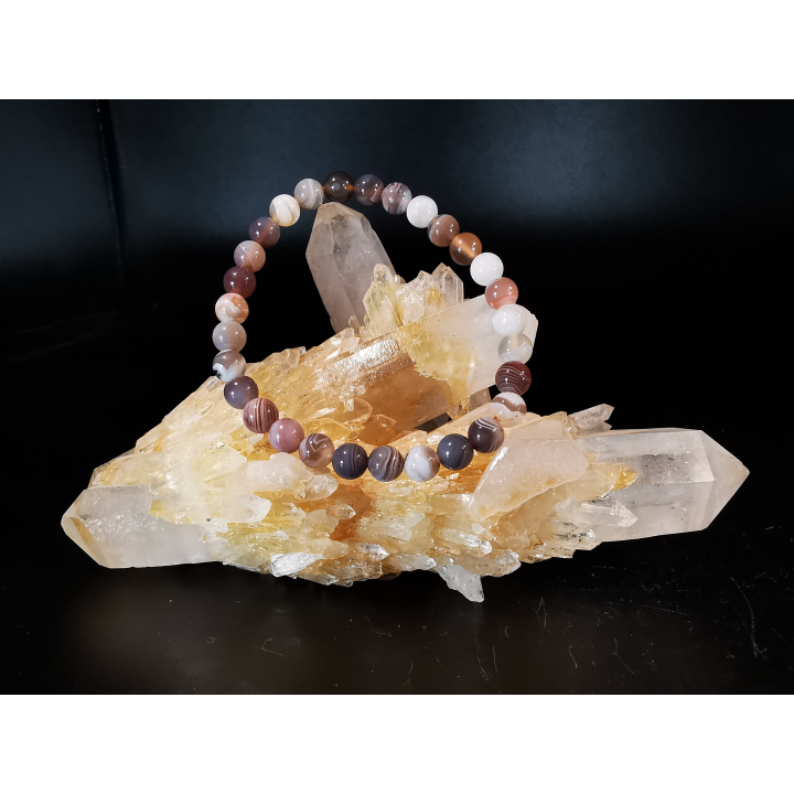 bracelet pierre naturelle 6 mm: AGATE BOSTWANA