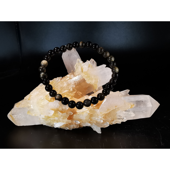 natural stone bracelet 6mm: OBSIDIENNE DOREE
