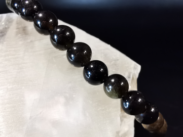 bracelet pierre naturelle 6 mm: OBSIDIENNE DOREE