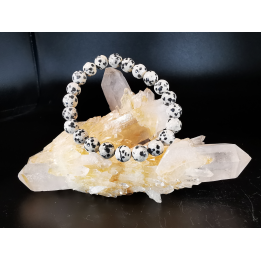 bracelet pierre naturelle 8 mm:  JASPE DALMATIEN
