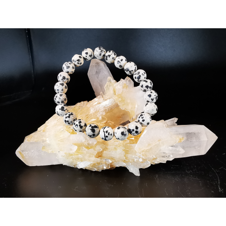 natural stone bracelet 8 mm: JASPE DALMATIEN