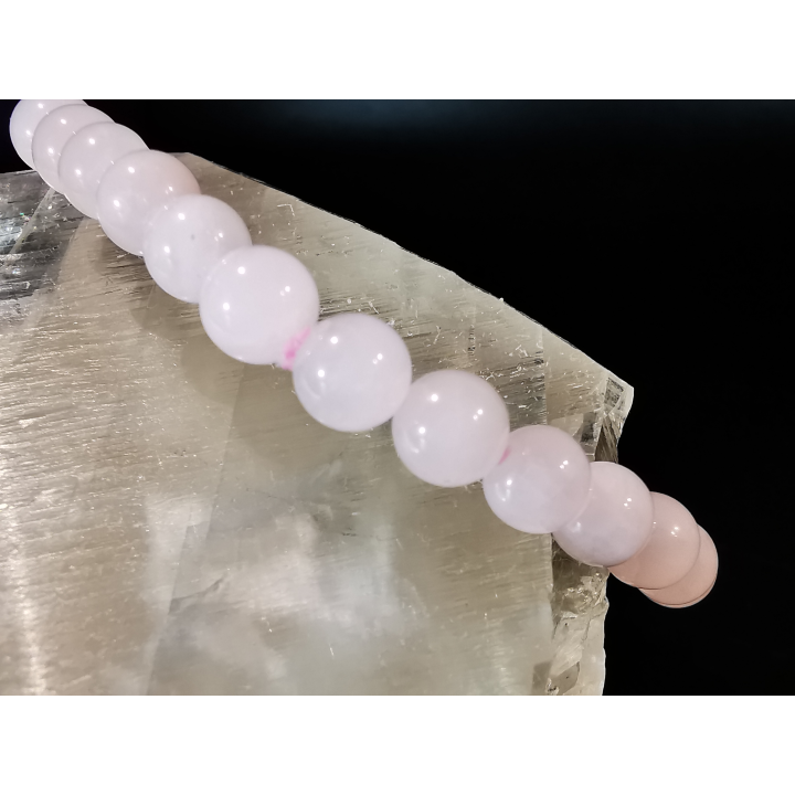 bracelet pierre naturelle 6 mm: QUARTZ ROSE