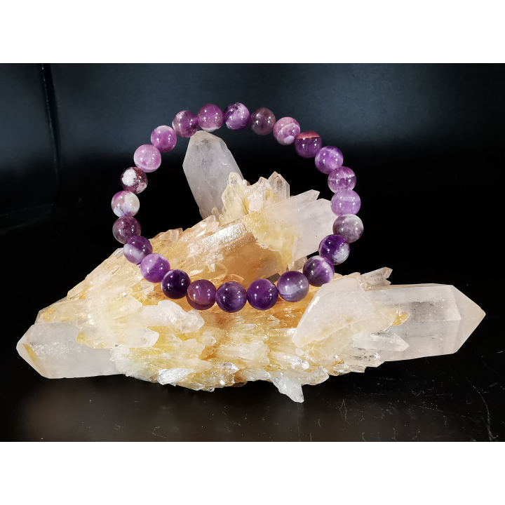 natural stone bracelet 6mm:  AMETHYSTE CHEVRON
