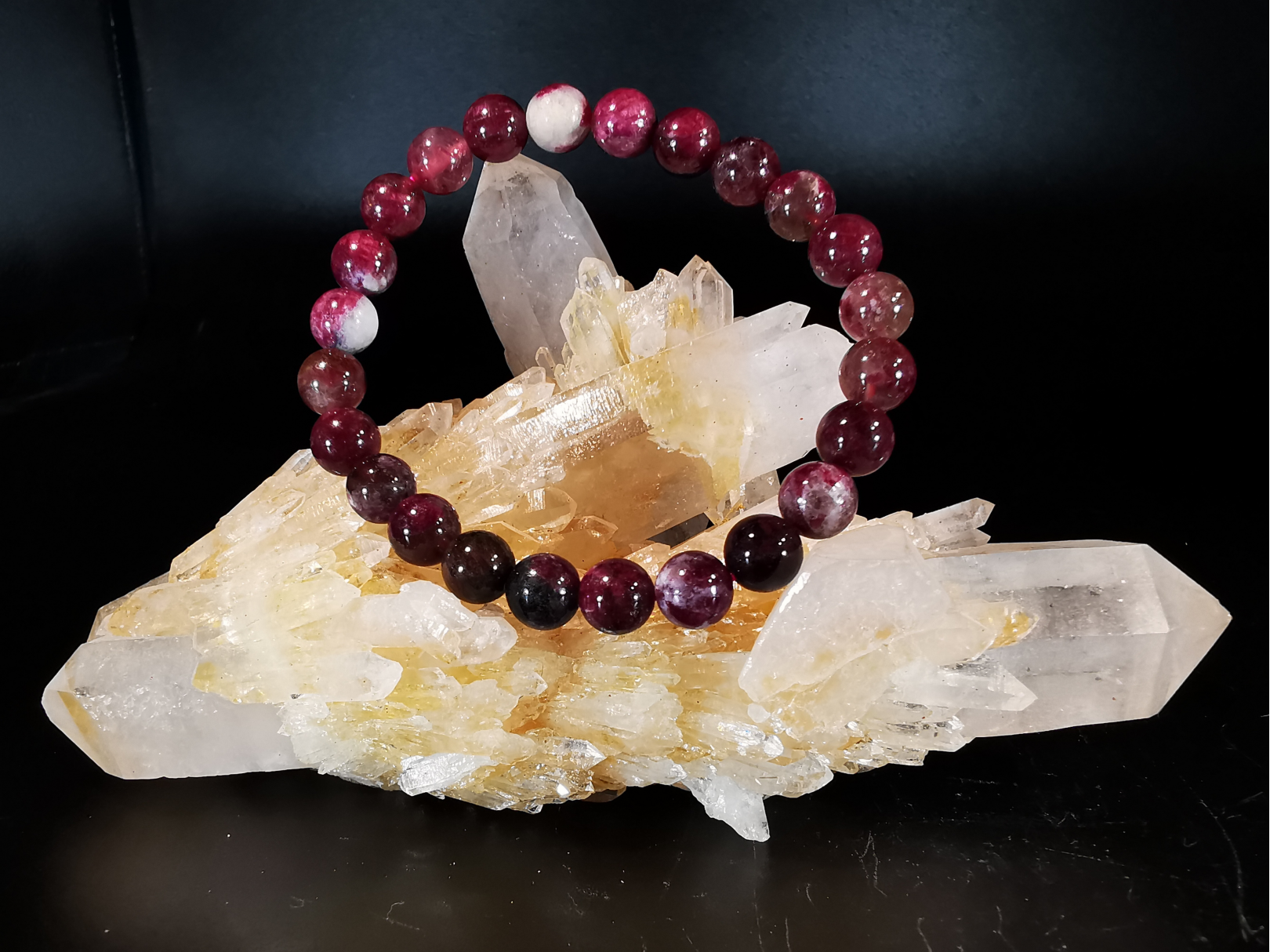 bracelet pierre naturelle 8 mm:  TOURMALINE MIXTE