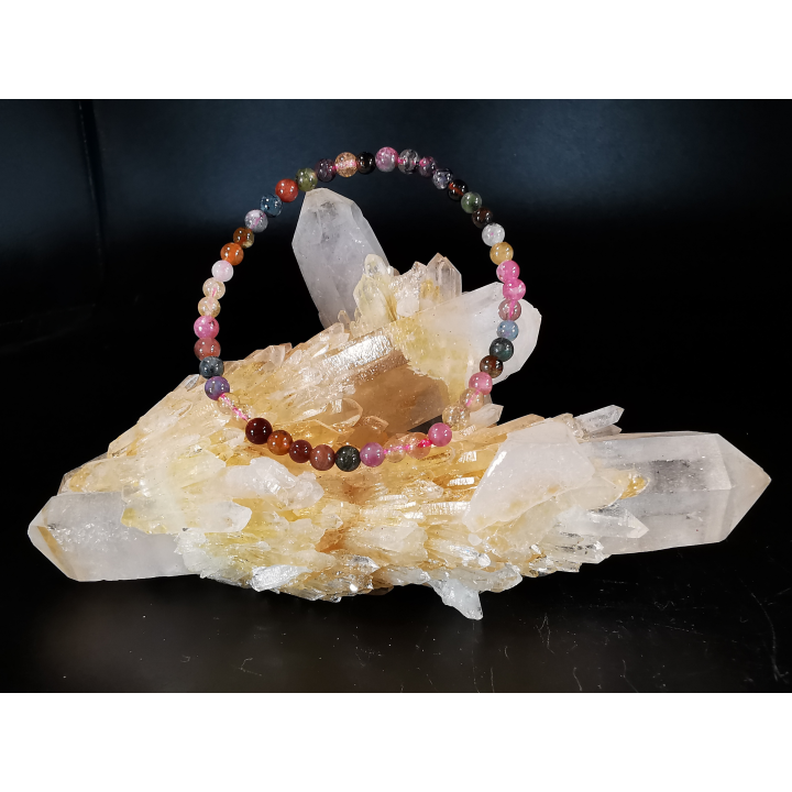 natural stone bracelet 4mm:  TOURMALINE MIXTE