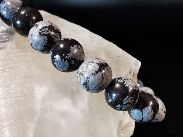 natural stone bracelet 8 mm: OBSIDIENNE FLOCON DE NEIGE