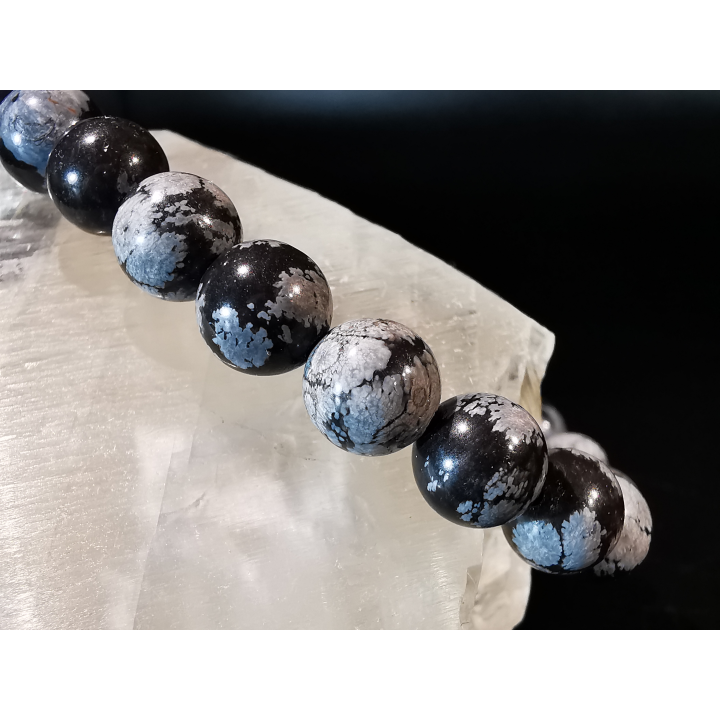 natural stone bracelet 8 mm: OBSIDIENNE FLOCON DE NEIGE