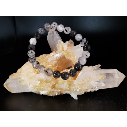 natural stone bracelet 8 mm: QUARTZ TOURMALINE