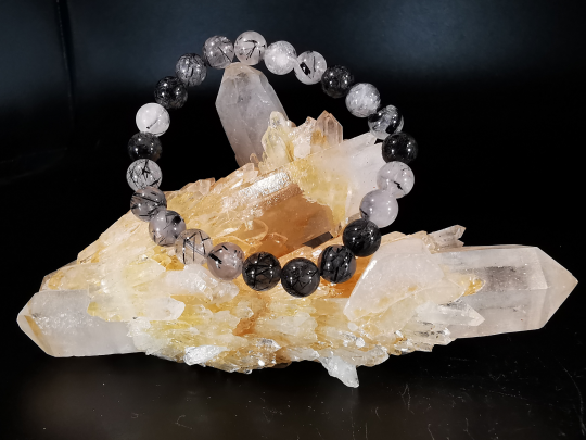 natural stone bracelet 8 mm: QUARTZ TOURMALINE