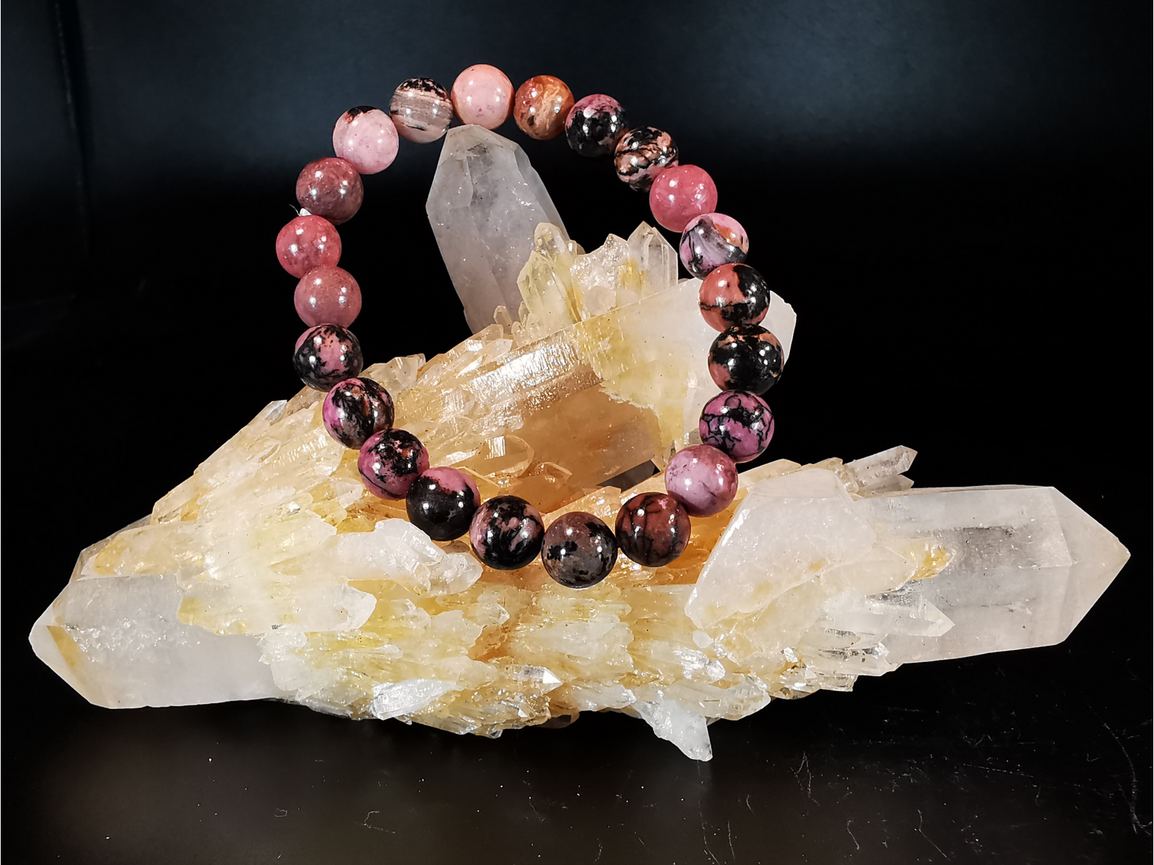 bracelet pierre naturelle 8 mm:  RHODONITE