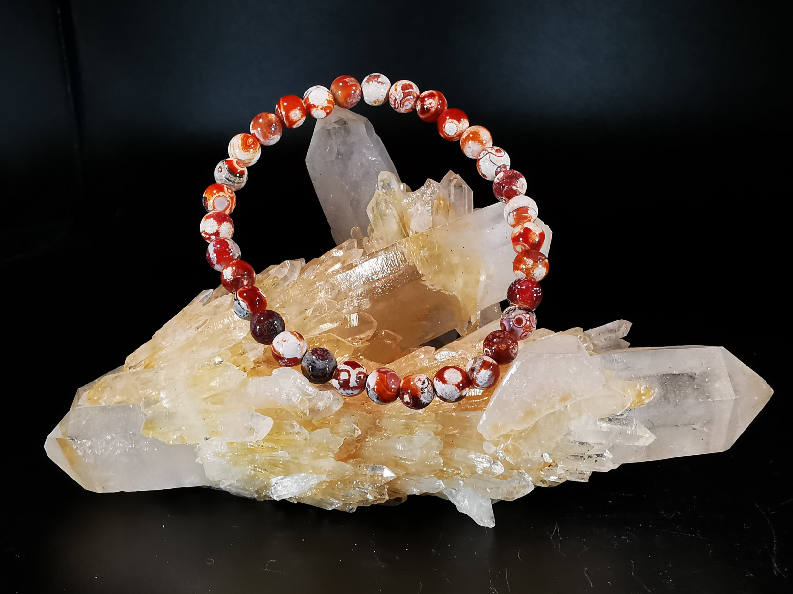 bracelet pierre naturelle 6 mm: AGATE MEXICAINE