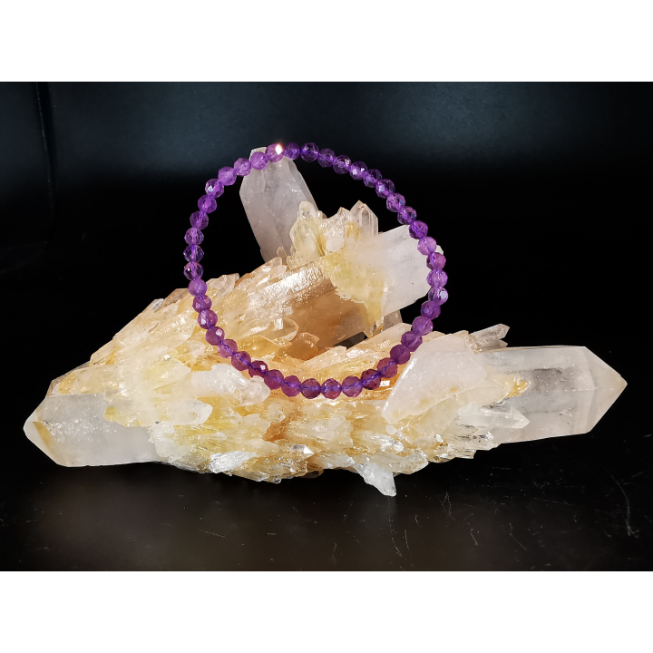 natural stone bracelet 4mm facetté:  AMETHYSTE