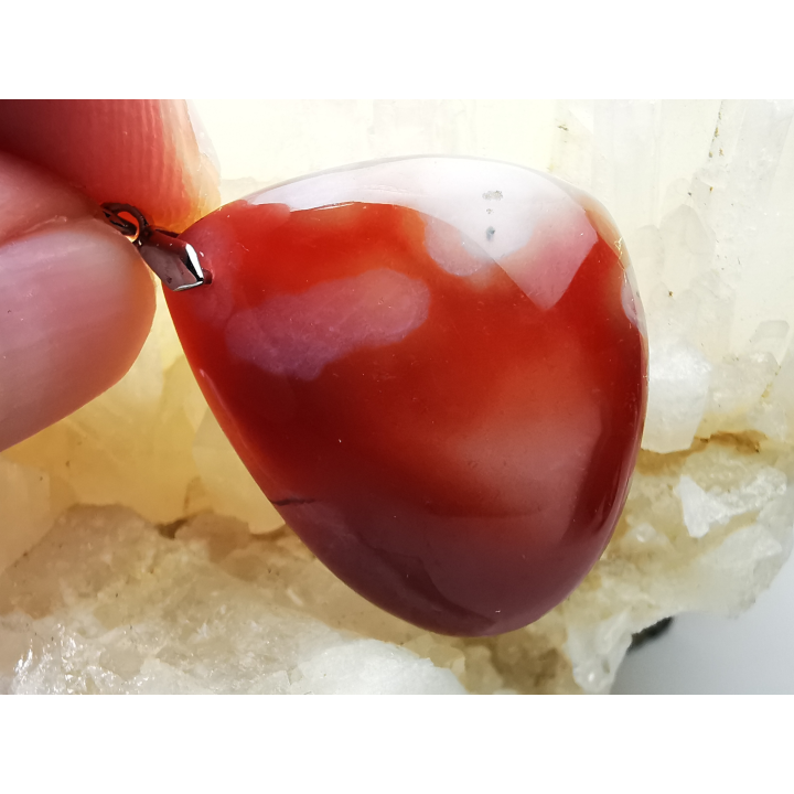 Pendentif : calcédoine CORNALINE