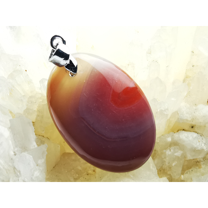 Pendentif : calcédoine CORNALINE