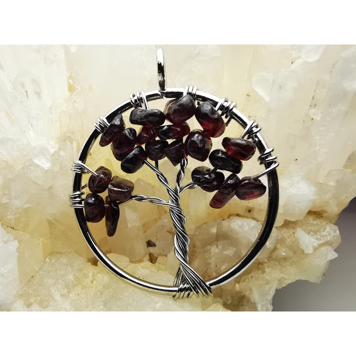Pendentif : arbre de vie GRENAT