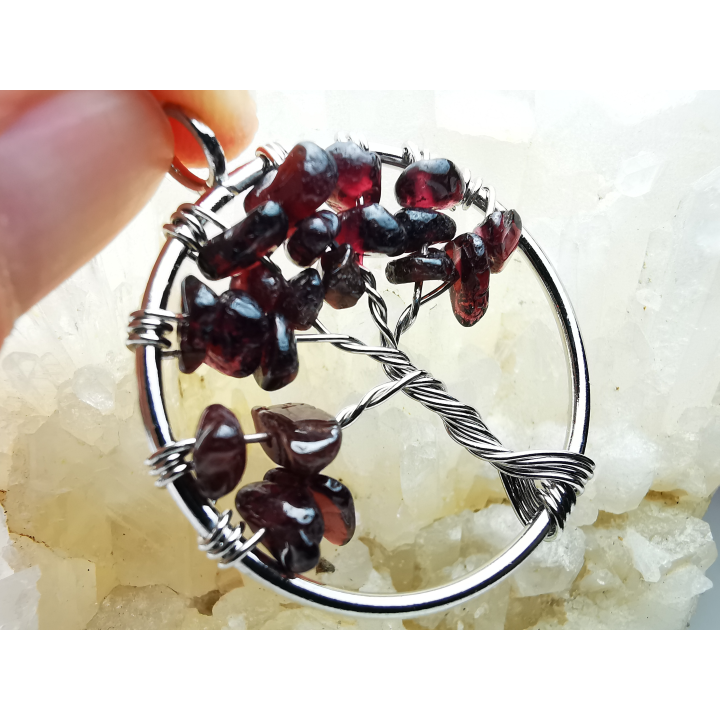 Pendentif : arbre de vie GRENAT