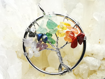 Pendentif : arbre de vie Multi-pierres