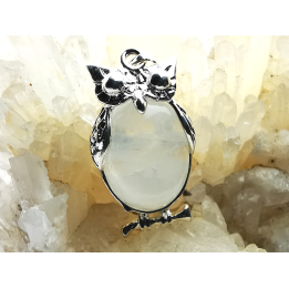 Pendentif : HIBOU QUARTZ LAITEUX